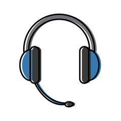 headphone for support or service call center equipment vector illustration