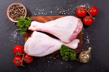fresh turkey legs with ingredients for cooking