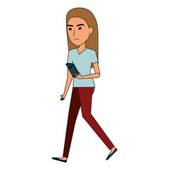 beautiful businesswoman with smartphone avatar vector illustration design