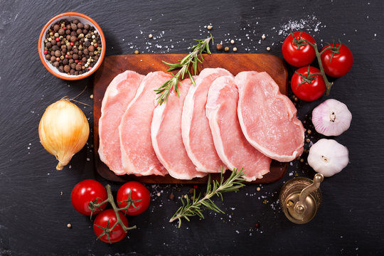 fresh pork with ingredients for cooking