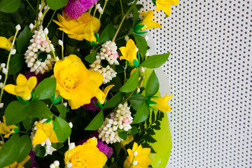 Thailand yellow flowers,flower made by orchid petal with garland on white background