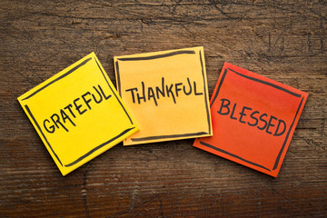 Grateful, thankful, blessed  spiritual words