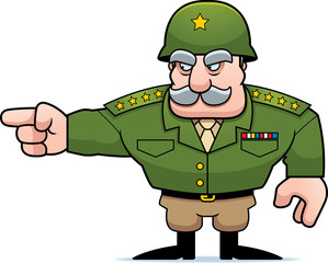 Cartoon Military General Pointing