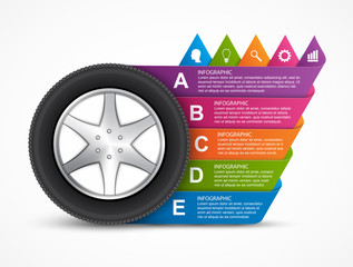 Car Wheel Infographic Design Template. Vector illustration.