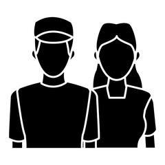 delivery man and woman portrait people worker vector illustration