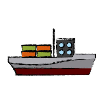 recommend clip art: cargo ship carries steel containers for delivery vector illustration