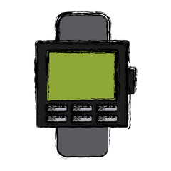 hand wrist watch bracelet square symbol vector illustration