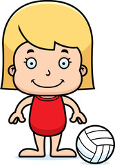 Cartoon Smiling Beach Volleyball Player Girl