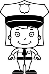 Cartoon Smiling Police Officer Girl