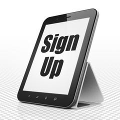 Web development concept: Tablet Computer with Sign Up on display