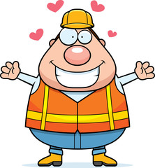 Cartoon Road Worker Hug