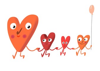 Illustration of cartoon hearts