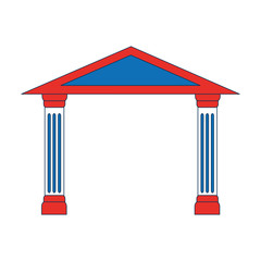 Ancient Roman temple with columns  icon over white background vector illustration