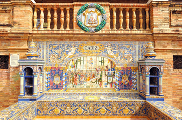 Obraz premium Constitución de Cádiz, Constitución Española de 1812, Plaza de España en Sevilla, España
