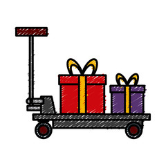 delivery cart boxes cargo logistic icon vector illustration