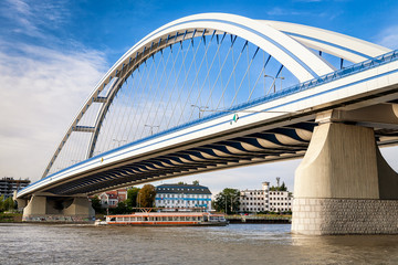 Apollo bridge over Danube river in Bratislava, Slovakia