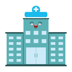 kawaii hospital building icon over white background vector illustration