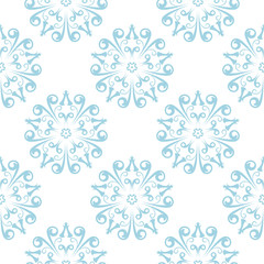 Seamless pattern with blue wallpaper ornaments