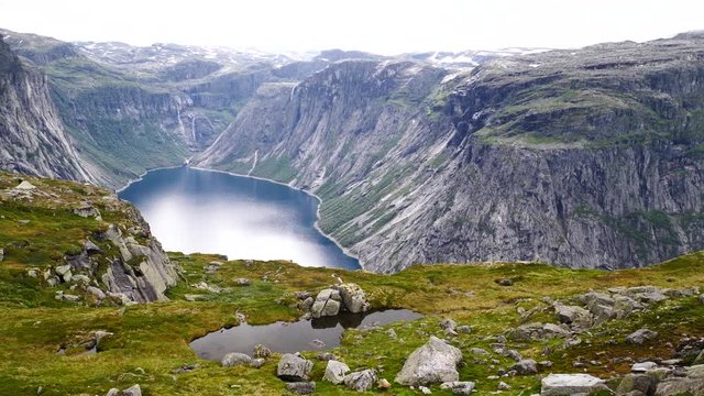 View near Trolltunga to Fjord and water