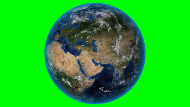 Italy. 3D Earth in space - zoom in on Italy outlined. Green screen background