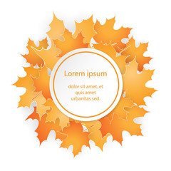 Happy Thanksgiving Day background with beautiful autumn maple leaves. Card template, sticker, tag or label. Can be use as flyer, poster, banner.