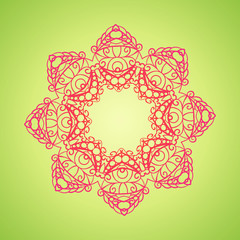 Vector vintage oriental Mandala sign boho frame