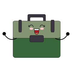 kawaii briefcase icon over white background vector illustration