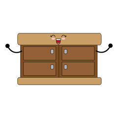 kawaii kitchen drawers icon over white background vector illustration