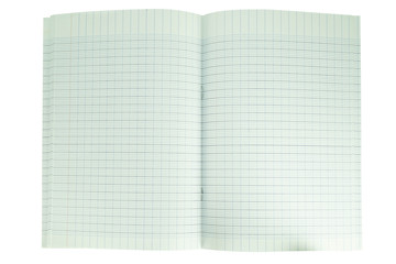 blank page of note book with line and grids on white isolated, ready to used for web or background