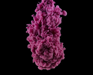 The clouds of paint in the dark water
