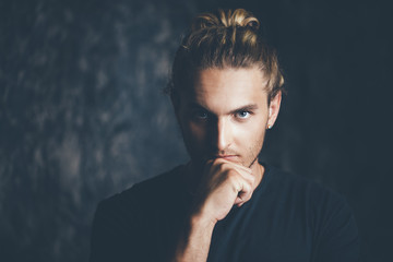 thoughtful handsome man