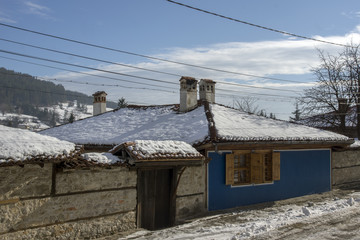 Winter view of Old House  in historical town of Koprivshtitsa, Sofia Region, Bulgaria