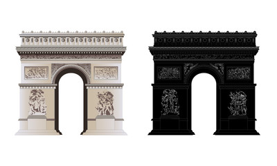 Arc de Triomphe, Paris. Vector illustration and silhouete,