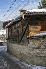Fototapeta na wymiar Winter view of Old House in historical town of Koprivshtitsa, Sofia Region, Bulgaria