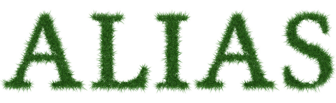 Alias - 3D rendering fresh Grass letters isolated on whhite background.