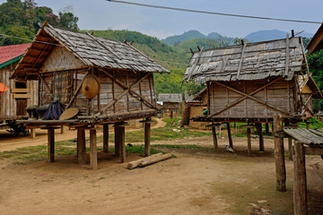 Fototapeta na wymiar Laos Mekong Ban Houy Phalam village