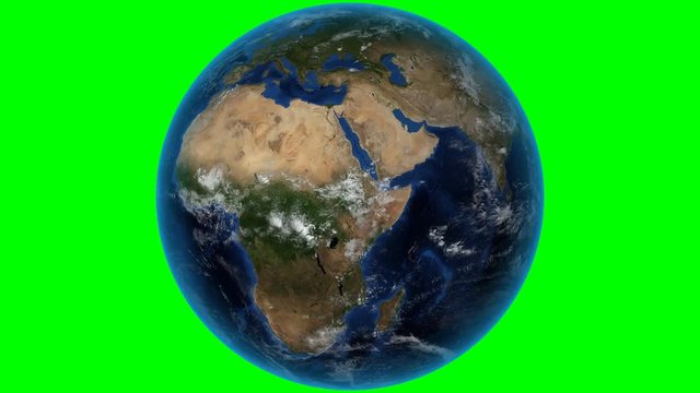 Liberia. 3D Earth in space - zoom in on Liberia outlined. Green screen background