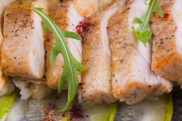 Chicken meat sliced in slices