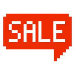 Sale pixel art cartoon retro game style set