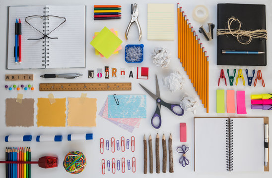 Journal and Writing Supplies Photomontage