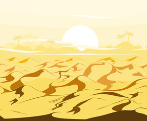 Fototapeta na wymiar Desert dunes vector egyptian landscape background. Sand in nature illustration