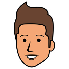 young man head avatar character vector illustration design