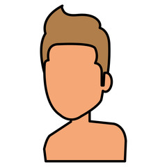 young man shirtless avatar character vector illustration design