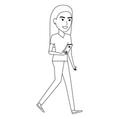 beautiful businesswoman with smartphone avatar vector illustration design