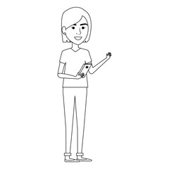 beautiful businesswoman with smartphone avatar vector illustration design