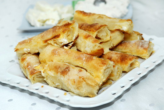 Traditional Serbian Pie On A White Plate.