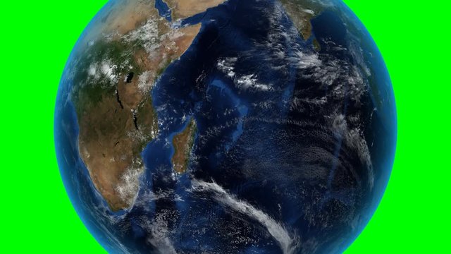 Madagascar. 3D Earth in space - zoom in on Madagascar outlined. Green screen background