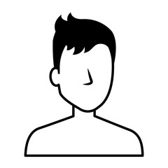 young man shirtless avatar character vector illustration design
