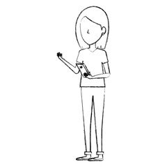 beautiful businesswoman with smartphone avatar vector illustration design