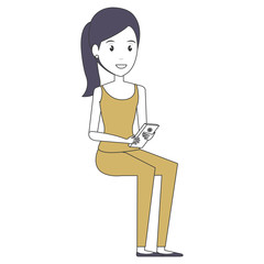 beautiful businesswoman with smartphone avatar vector illustration design